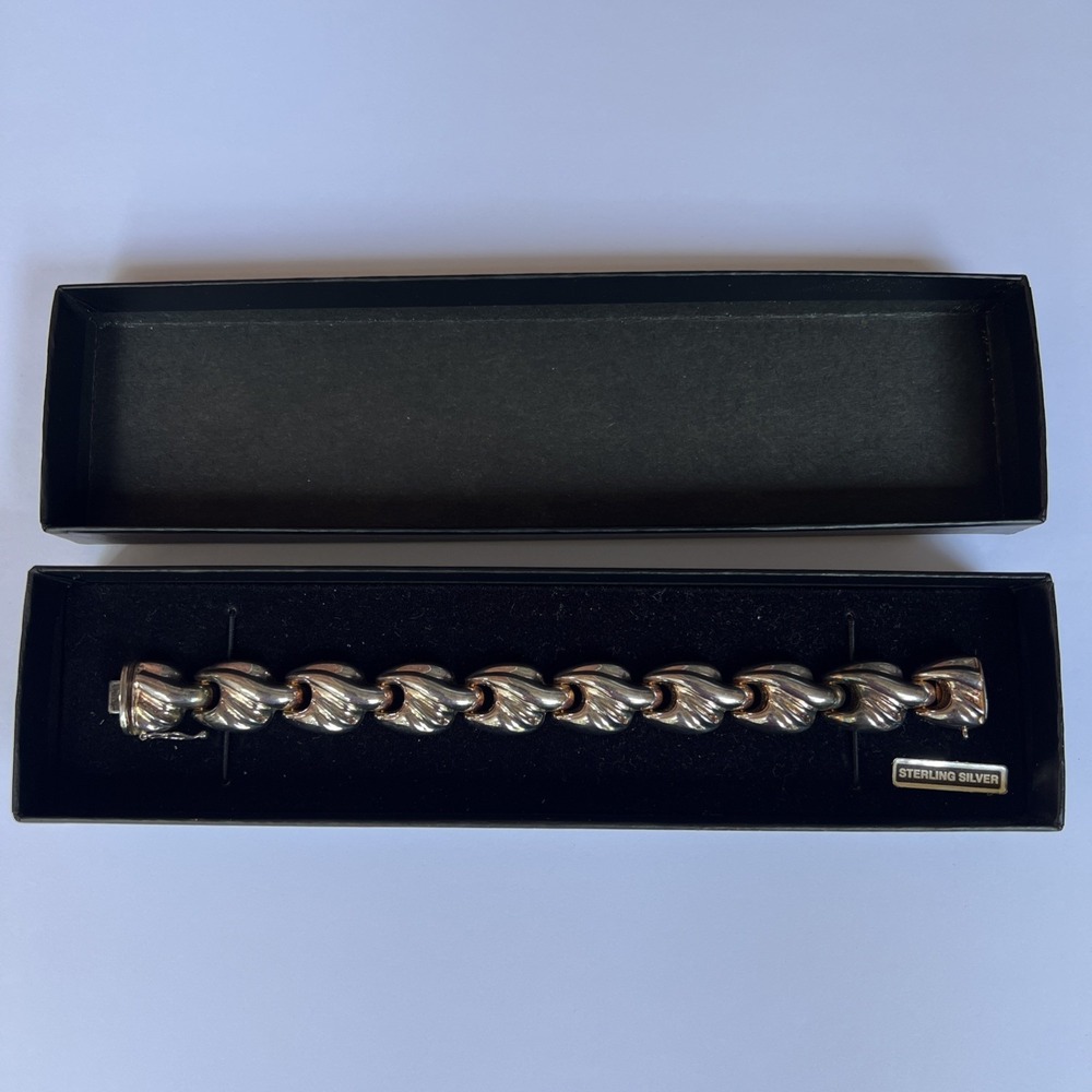 7.5" x 16mm IBB Italy 925 Sterling Silver Puffy Link Bracelet 30g